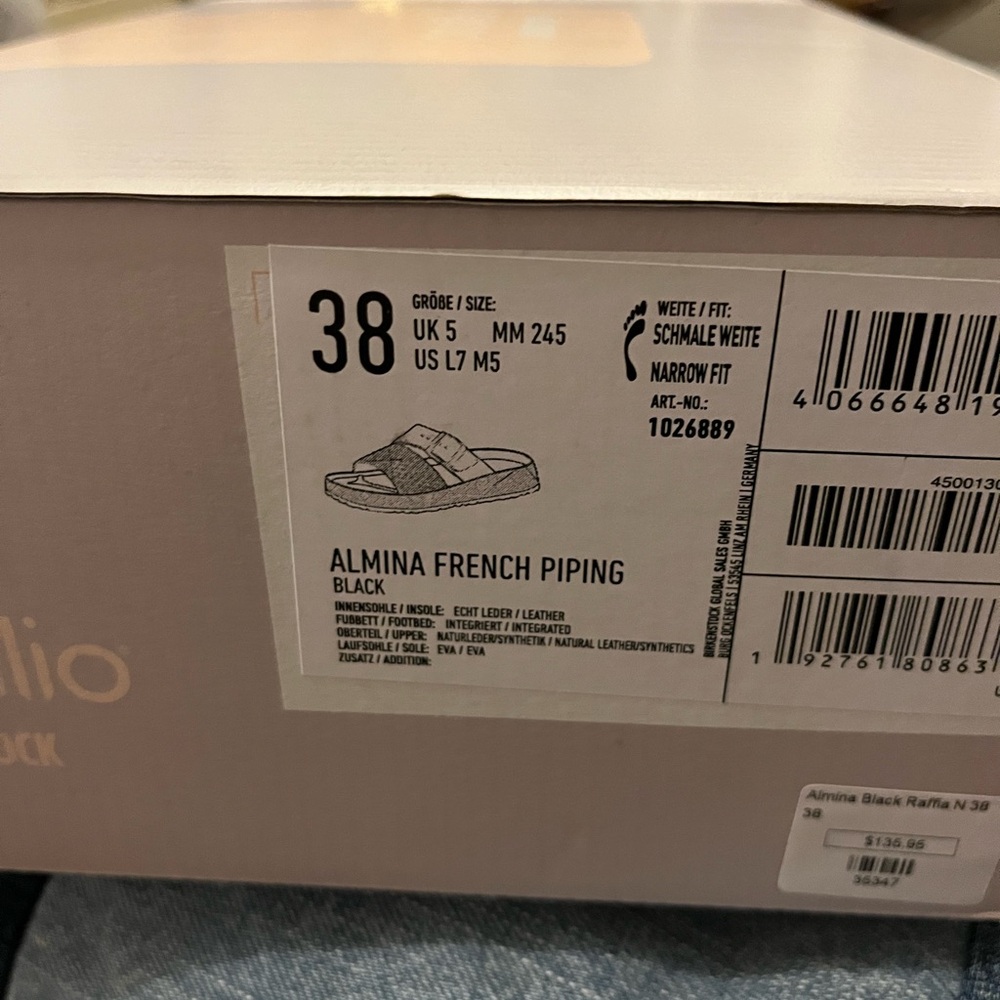 Birkenstock Almina French piping black worn once